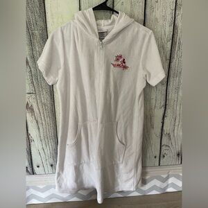 White Hooded Kids Top with Floral Design